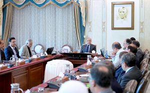 A delegation of the officers of Federal Board of Revenue meets with Prime Minister Muhammad Shehbaz Sharif.