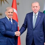 The President of Turkiye Recep Tayyip Erdogan and Prime Minister of Pakistan Muhammad Shehbaz Sharif in a joint Press Stakeout
