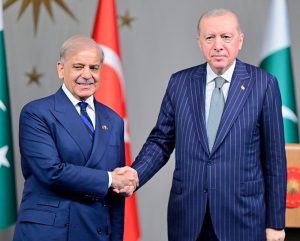 The President of Turkiye Recep Tayyip Erdogan and Prime Minister of Pakistan Muhammad Shehbaz Sharif in a joint Press Stakeout