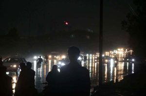 A view of thunder light during the first Monsoon rain that experienced in the federal capital.