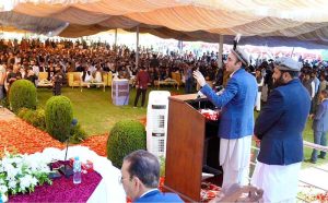 Chairman Pakistan People’s Party, Bilawal Bhutto Zardari addressing During the oath-taking ceremony of the newly elected Chief Minister of Gilgit-Baltistan