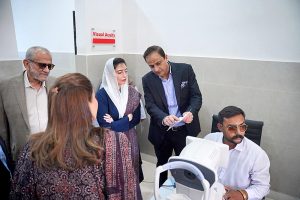 First Lady and MNA Bibi Asifa Bhutto Zardari inspects healthcare facilities during her visit to Spencer Eye Hospital in Lyari