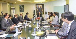 Federal Minister for Finance and Revenue, Senator Muhammad Aurangzeb, chairing a meeting at the Securities and Exchange Commission of Pakistan (SECP) Headquarters, to review the Commission’s performance and ongoing regulatory reform initiatives