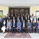 Federal Minister for Law and Justice Senator Azam Nazeer Tarar and Chairman NAB Lt. Gen (R) Nazir Ahmed in a group photo with the learned judges of the District Judiciary following the successful conclusion of the 2nd orientation session on the Anti-Money Laundering Framework