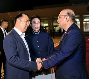 President Asif Ali Zardari departs from Manas International Airport for Pakistan after concluding his official visit to the Kyrgyz Republic. Marlen Mamataliyev, Speaker of the Kyrgyz Parliament, saw off the President at the airport.