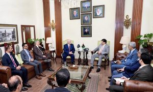 Sindh Chief Minister Syed Murad Ali Shah meets Rotary international President Mr, Larry A. Lunsford at the CM House to review ongoing polio eradication efforts in Sindh