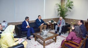Federal Minister for Board of Investment, Qaiser Ahmed Sheikh’s meeting with Brigadier Abid Cheema, CEO of The Silicon Village and David Dai, Executive Director of Sino British Regional Development Fund Management Co. Ltd.