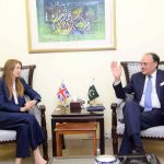 Federal Minister for Finance and Revenue, Senator Muhammad Aurangzeb, in a meeting with Ms. Jane Marriott CMG OBE, British High Commissioner to Pakistan, to discuss Pakistan’s reform agenda and Pakistan–United Kingdom economic cooperation