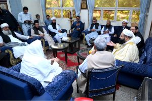 Chairman of the Pakistan Ulema Council, Maulana Tahir Ashrafi, chairs a meeting with religious scholars and officials at St. John Cathedral Church