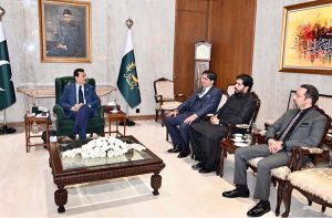 Acting President Syed Yousuf Raza Gilani meets Sardar Ahmad Raza, educationist at Aiwan-e-Sadr