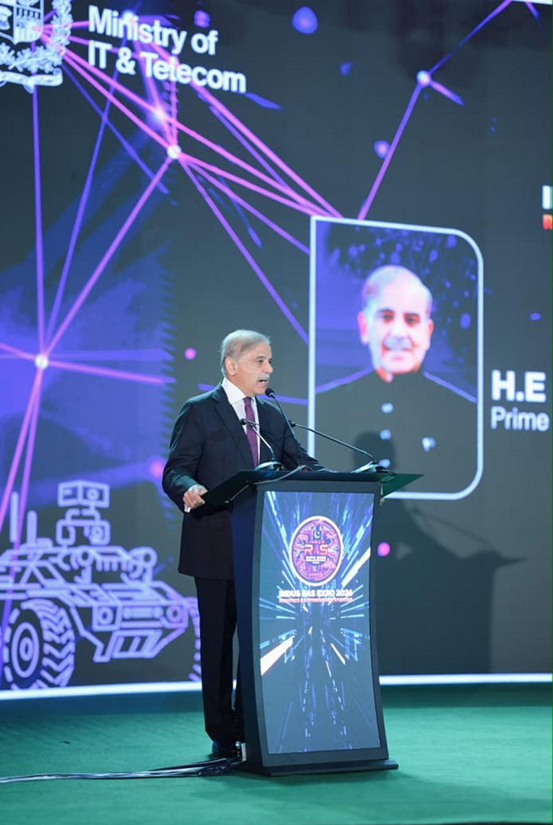 Prime Minister Muhammad Shehbaz Sharif addresses the Indus RAS (Robotics and Autonomous Systems) Expo 2026