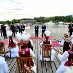President Asif Ali Zardari, accompanied by President of the Kyrgyz Republic Sadyr Japarov, witnesses a traditional Kyrgyz cultural performance at the Rukh Ordo Cultural Center