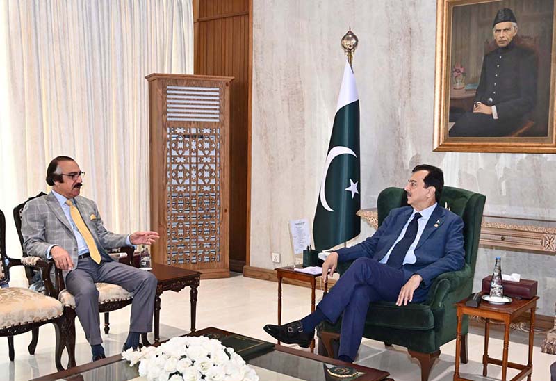 Acting President Syed Yousuf Raza Gilani meets Ali Syed, Chairman of the National Insurance Company at Aiwan-e-Sadr