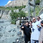 Federal Minister for Communications Abdul Aleem Khan Inspects restoration activity at the flood affected bridge near Sassi Harmosh Ansar Camp along the Skardu Gilgit Road