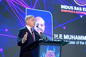 Prime Minister Muhammad Shehbaz Sharif addresses the Indus RAS (Robotics and Autonomous Systems) Expo 2026
