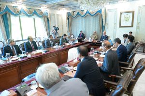 Prime Minister Muhammad Shehbaz Sharif chairs a review meeting on implementation of strategic road map of Information Technology sector. APP/ABB