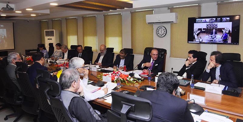 Federal Minister for Finance and Revenue, Senator Muhammad Aurangzeb, chairing a meeting of the Economic Coordination Committee (ECC) at the Finance Division