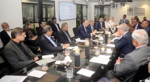 Federal Minister for Finance and Revenue, Senator Muhammad Aurangzeb, holding a meeting with members of the Pakistan Business Council (PBC) to discuss Pakistan’s economic outlook, reform agenda, and policy continuity