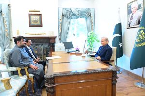 President Awami National Party Senator Aimal Wali Khan calls on Prime Minister Muhammad Shehbaz Sharif.