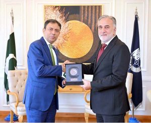 Chairman Competition Commission of Pakistan (CCP), Farid Ahmed Tarar, in a meeting with Chairman NAB Lt Gen (R) Nazir Ahmed at NAB (HQ)