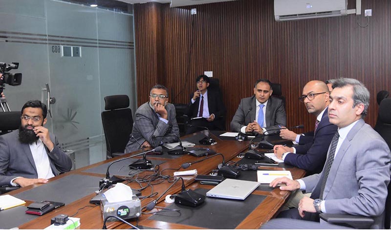 Minister of State for Railways and Finance Bilal Azhar Kayani chaired a high level review meeting to asses the one year progress of the Government's Cashless Pakistan initiative at Ministry of Finance