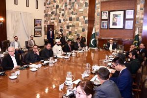 President Asif Ali Zardari chairs a meeting reviewing progress on various Sindh-China cooperation initiatives with Chinese delegations of Anhui Nengtong New Energy Technology Co., Ltd. and Luoyang Modern Biology Group at CM House