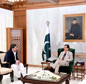 Acting President Syed Yousuf Raza Gilani in a meeting with Mr Faisal Sakhi Butt at Aiwan-e-Sadr