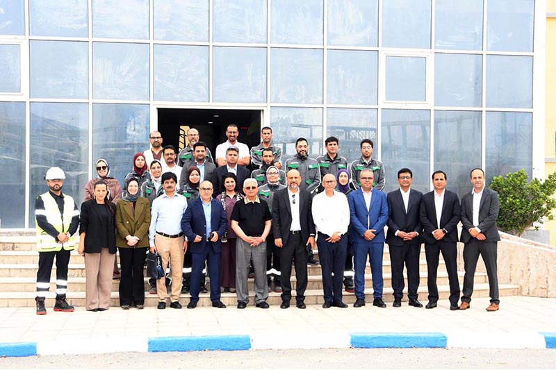 Federal Minister for National Food Security and Research Rana Tanveer Hussain poses for a group photograph with the management and officials of Pakistan Maroc Phosphore S.A. (PMP) during his visit to the fertilizer plant in Jorf Lasfar