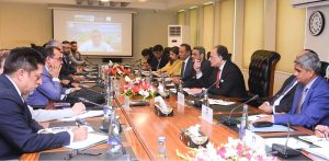 Federal Minister for Finance and Revenue, Senator Muhammad Aurangzeb, chairing the second meeting of the Committee on Genetically Modified (GM) Corn at the Finance Division in the federal capital