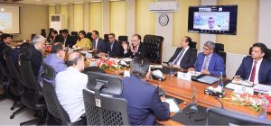 Federal Minister for Finance and Revenue, Senator Muhammad Aurangzeb, chairing the second meeting of the Committee on Genetically Modified (GM) Corn at the Finance Division in the federal capital