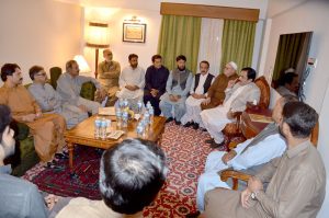 A delegation of Kashmiri people led by Advocate Tariq Butt calls on Deputy Chairman Senate Syedal Khan Nasir in Quetta.