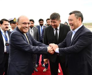 President Asif Ali Zardari being seen off by President of the Kyrgyz Republic Sadyr Japarov at Issyk-Kul International Airport at the conclusion of the latter’s official visit to Cholpon-Ata