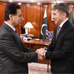 Speaker National Assembly Sardar Ayaz Sadiq receiving Ambassador of the Republic of Kazakhstan Mr. Yerzhan Kistafin at Parliament Housein the federal capital