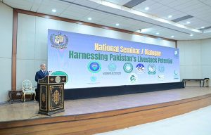 Prime Minister Muhammad Shehbaz Sharif addresses at the National Seminar on Harnessing Pakistan’s Livestock potential