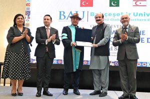 Chairman Prime Minister's Youth Programme Rana Mashhood Ahmed Khan conferring Honorary Doctorate Degree to Ahmad Shafiq, Founder, President, and CEO of COTHM Pakistan & Global-UK during the "Conferral of Honorary Doctorate Degree Ceremony" at local hotel