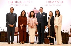 Sidra Iqbal shares her views during a panel discussion titled "Leading Beyond Performance: Wellbeing as the New Leadership Imperative", organized under Raabta, a public diplomacy initiative, in the federal capital.