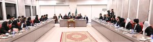 Speaker National Assembly Sardar Ayaz Sadiq met with delegation of lawyers from the Hyderabad High Court Bar Association at Parliament House in the federal capital