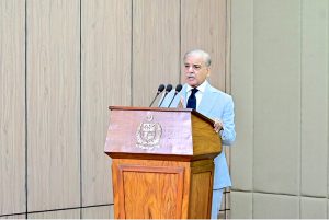 Prime Minister Muhammad Shehbaz Sharif addresses National Workshop on Balochistan. APP/ABB/FHA