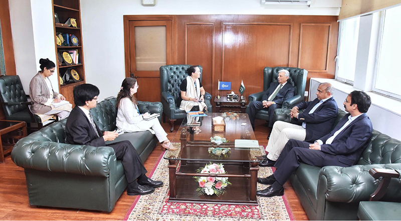 Federal Minister for National Food Security and Research, Rana Tanveer Hussain, meets Ms. Anita Hirsch, Representative and Country Director of the United Nations World Food Programme (WFP), to discuss cooperation on Pakistan's National Food Security Policy, nutrition, and sustainable food systems in the federal capital