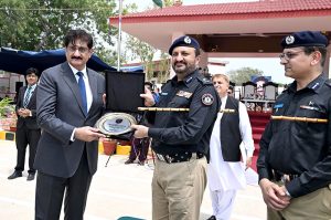 Sindh Chief Minister Syed Murad Ali Shah addresses the 132nd Passing-Out Parade of Recruit Training Course (RTC) Batch-5/2025 at Shahid Hayat Police Training College, Saeedabad.