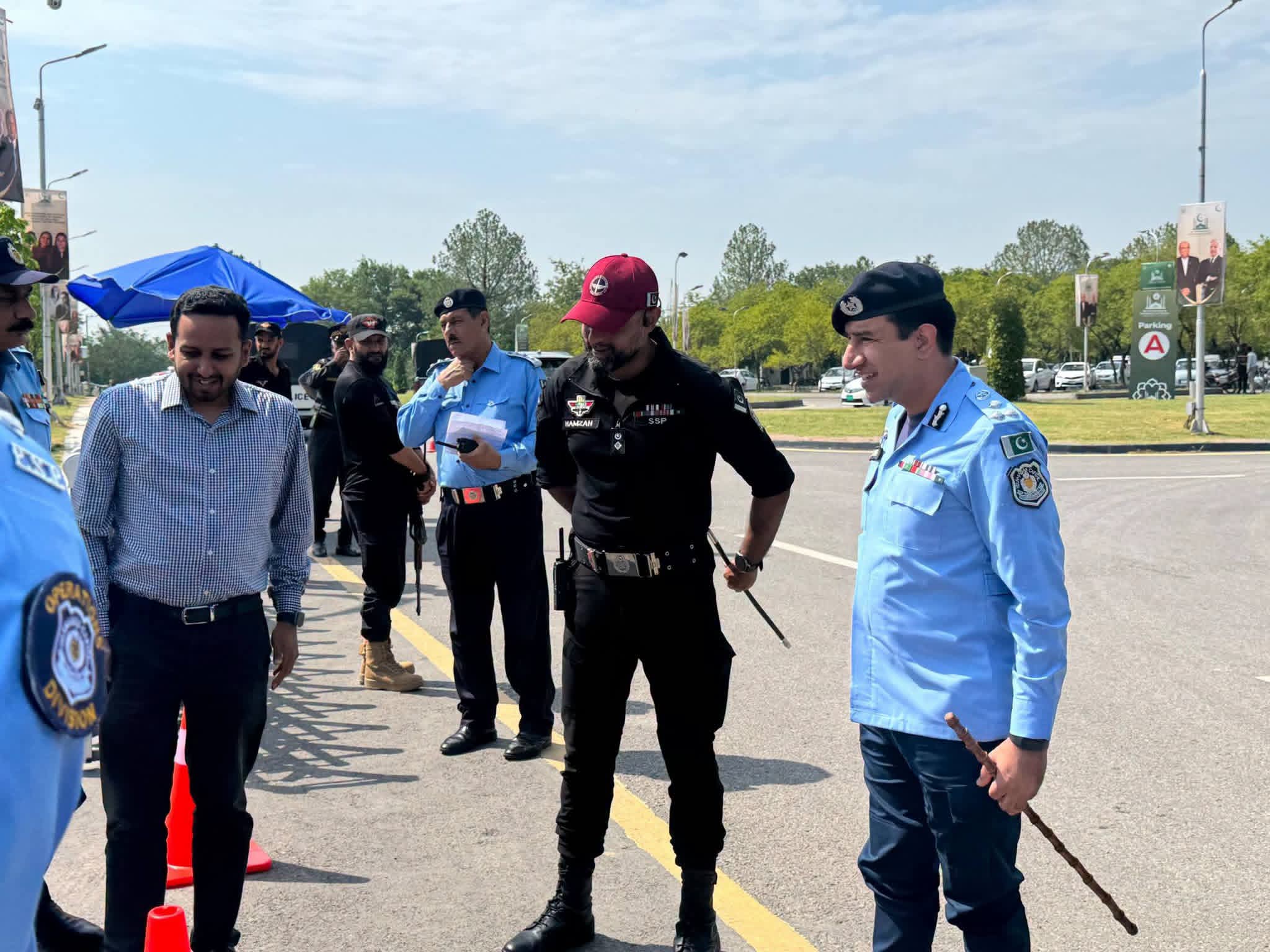 Deputy Inspector General (DIG) Islamabad Muhammad Jawad Tariq visited the Red Zone along with senior police officers to review security arrangements amid heightened security measures in the federal capital.