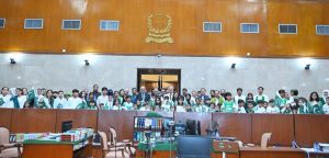 Hon'ble Chief Justice of Pakistan and Hon'ble Judges of the Supreme Court, in a group photo with children on the occasion of the 79th Independence Day of Pakistan at the Supreme Court of Pakistan