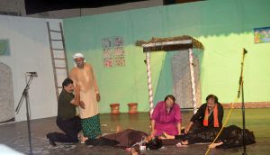 Artists performing in a comedy and improvisational stage play “Babal ” at Arts council.