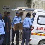 Bodies of newborn babies are shifted from the morgue to an ambulance following a tragic fire at the Mother and Child Health (MCH) Ward of Pakistan Institute of Medical Sciences (PIMS), which claimed the lives of 14 newborn babies