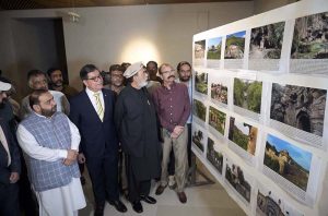 Federal Minister for National Heritage and Culture Aurangzeb Khan Khichi, Senator Talha Mehmood along with others inaugurating the 16th Annual Photographic Exhibition “Culture and Heritage of Pakistan Our Identity, Our Pride” organized by Rawalpindi Islamabad Photojournalist Association (RIPJA) with the collaboration of Al-Sadaat Group at PNCA last late night.