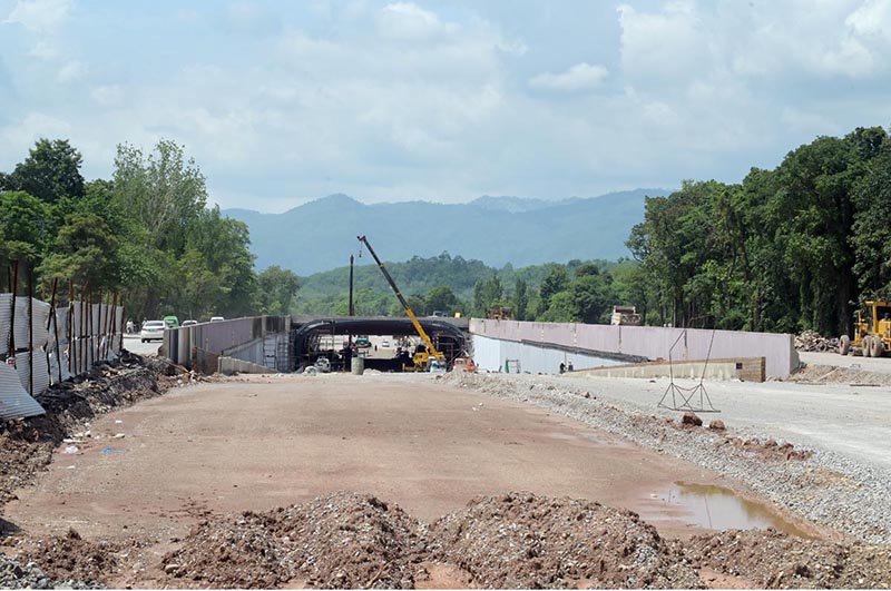 A view of the ongoing construction work on the Park Road underpass in the Federal Capital