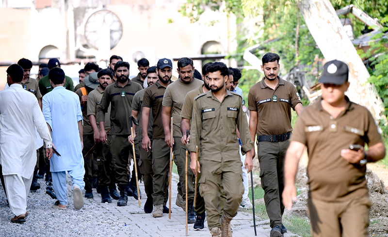 Security personnel seen outside the Mother and Child Health Ward at the Pakistan Institute of Medical Sciences (PIMS)