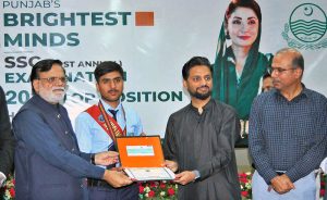 MPA Salman Naeem addresses the prize distribution ceremony held in honour of top position holders of the First Annual Matriculation Examination 2026, organized by the Board of Intermediate and Secondary Education (BISE) Multan.