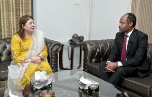 The Charge’ d’Affaires of the Embassy of the Federal Democratic Republic of Ethiopia in the Islamic Republic of Pakistan, Melaw Getachew, calls on Acting Managing Director, Associated Press of Pakistan (APP), Ms Sabeen Usman Khattak at APP Headquarters.