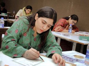 Students giving entry test 2026-27 for Various Art and Design Degree Programs at University of Art & Design and Heritage, Jamshoro